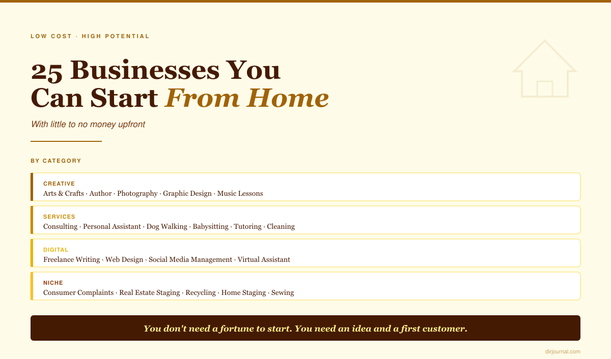 25 Businesses You Can Start From Home (With Little to No Money)
