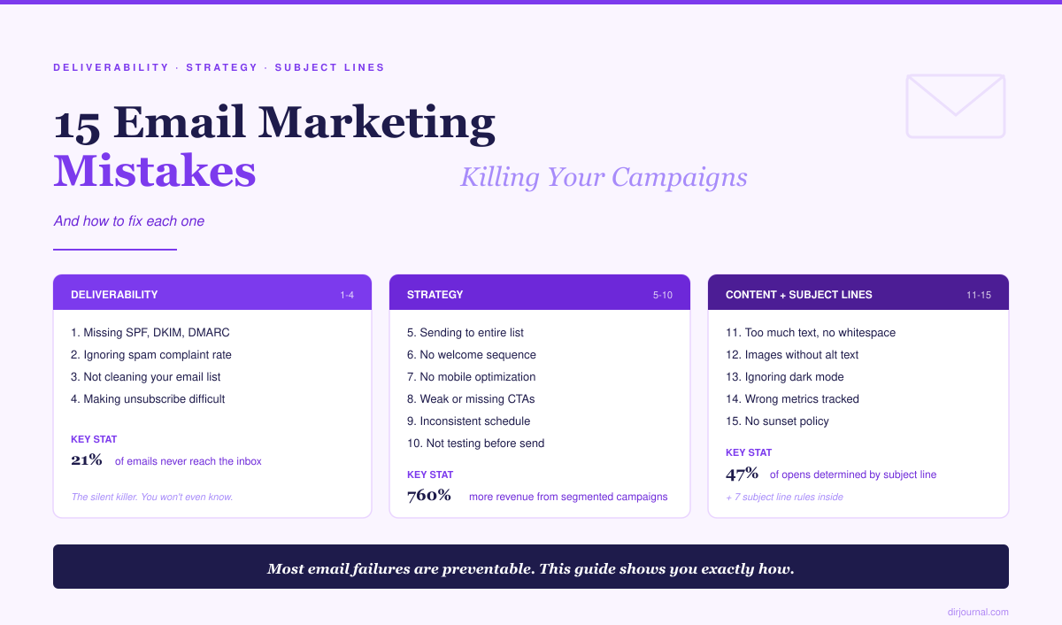 15 Email Marketing Mistakes Killing Your Campaigns (And How to Fix Each One)