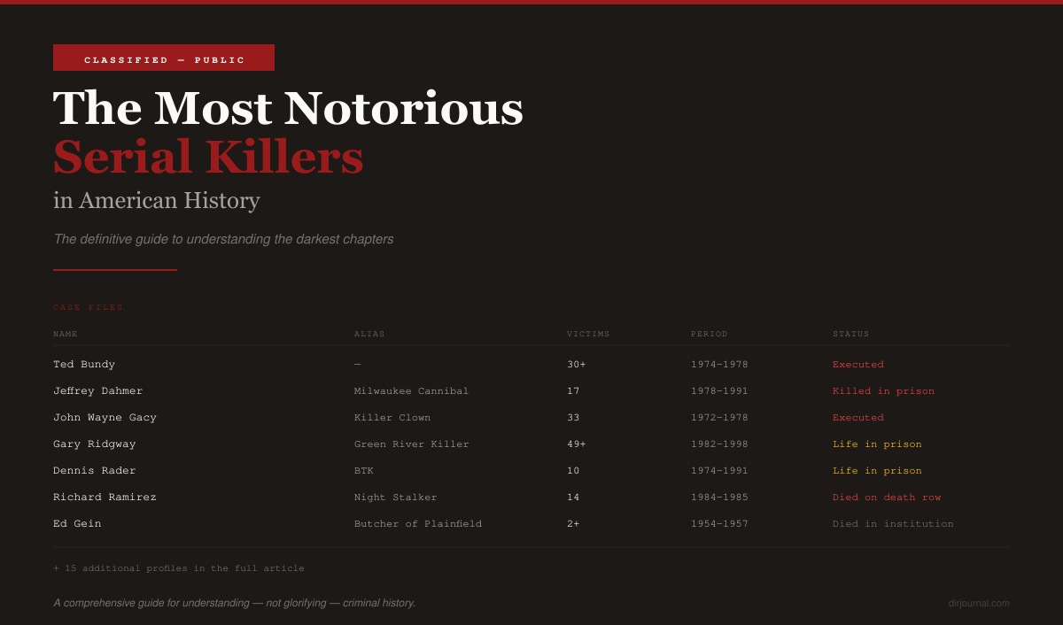 The World's Most Notorious Serial Killers: The Definitive Guide (2026)